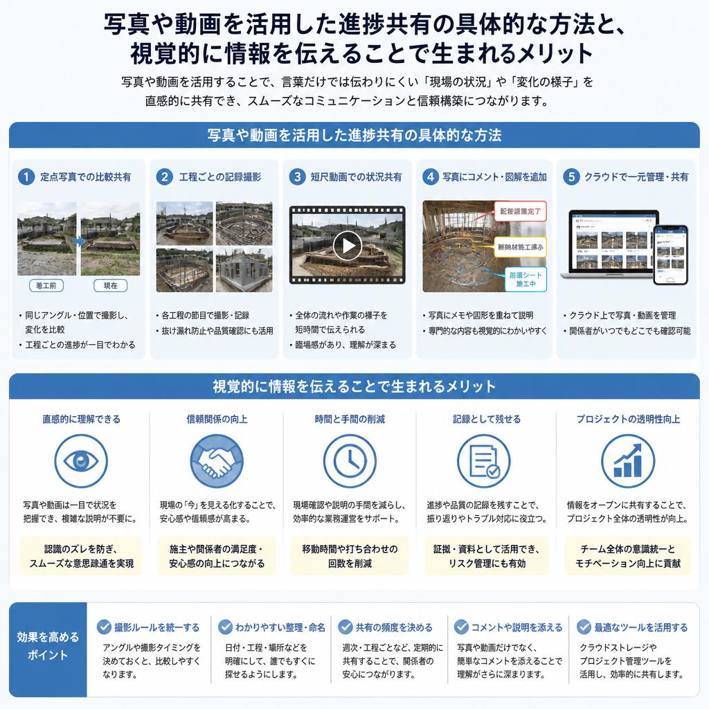 2. 写真や動画を使った効果的な進捗共有
