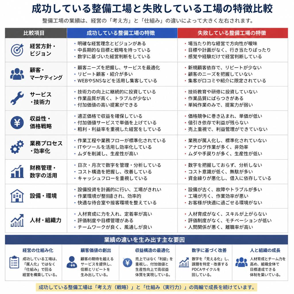 儲かる整備工場と潰れる整備工場の違い