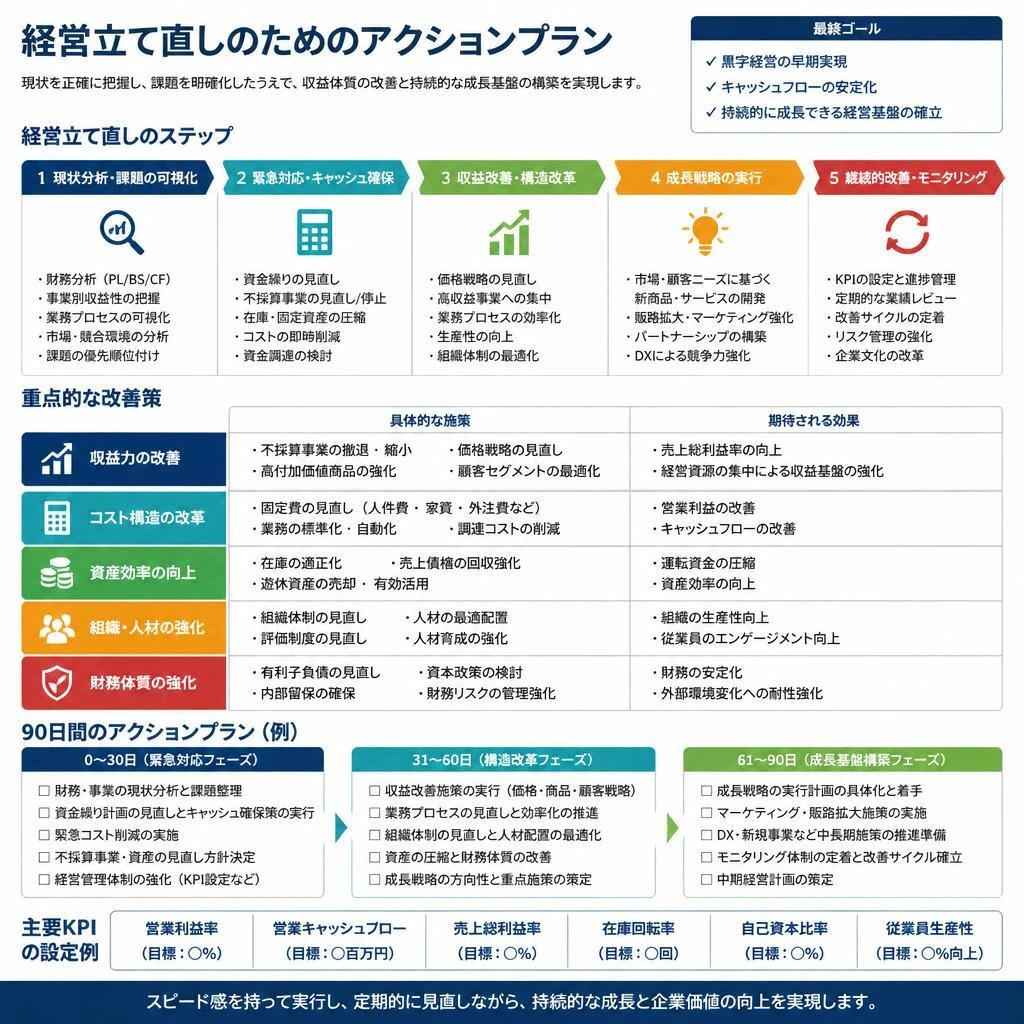 経営立て直し術：具体的なステップ