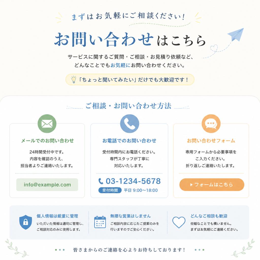 今すぐ行動を！お問い合わせはこちら