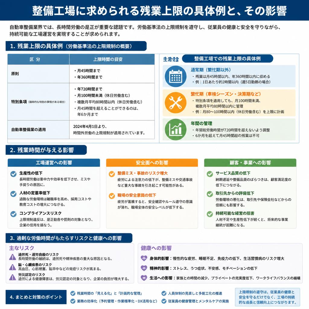 整備工場における残業上限の設定