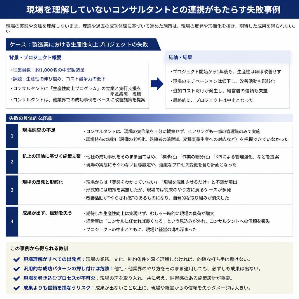 失敗する理由とは？現場を知らないコンサルのリスク
