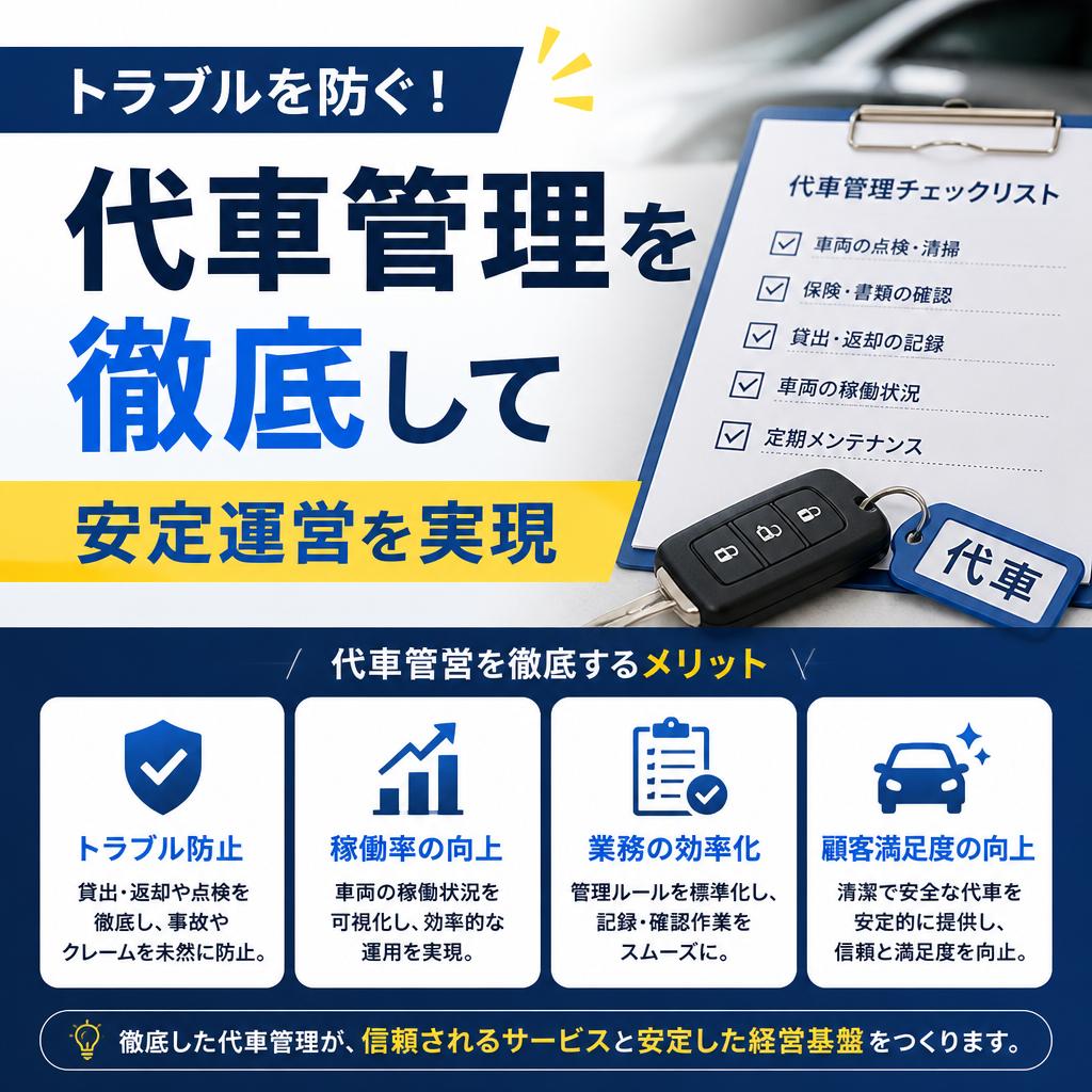トラブルを防ぐ！代車管理を徹底して安定運営を実現