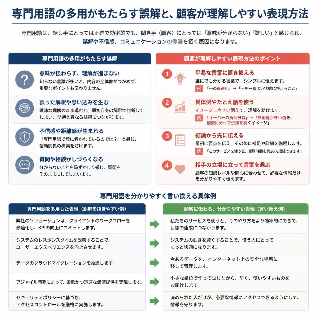 専門用語はNG！顧客が理解できる言葉を選ぶ