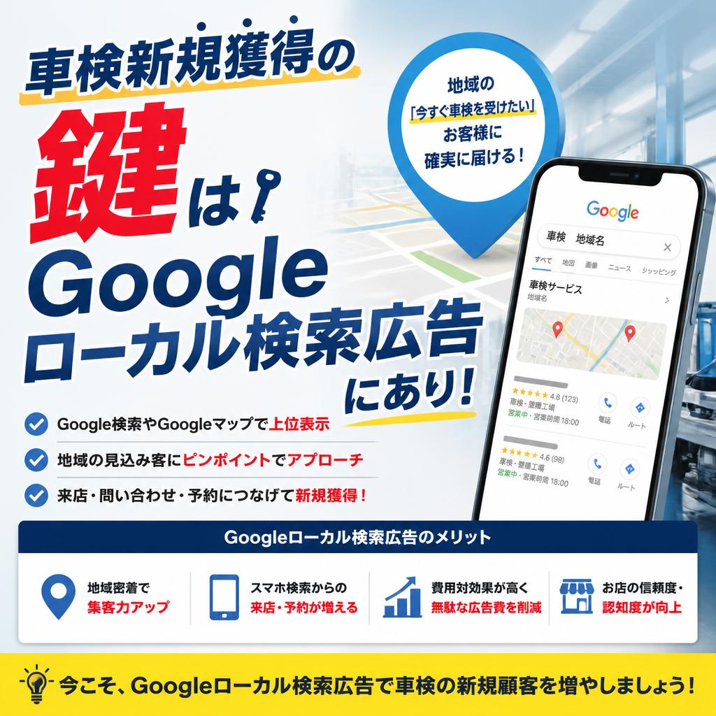 車検新規獲得の鍵はGoogleローカル検索広告にあり！
