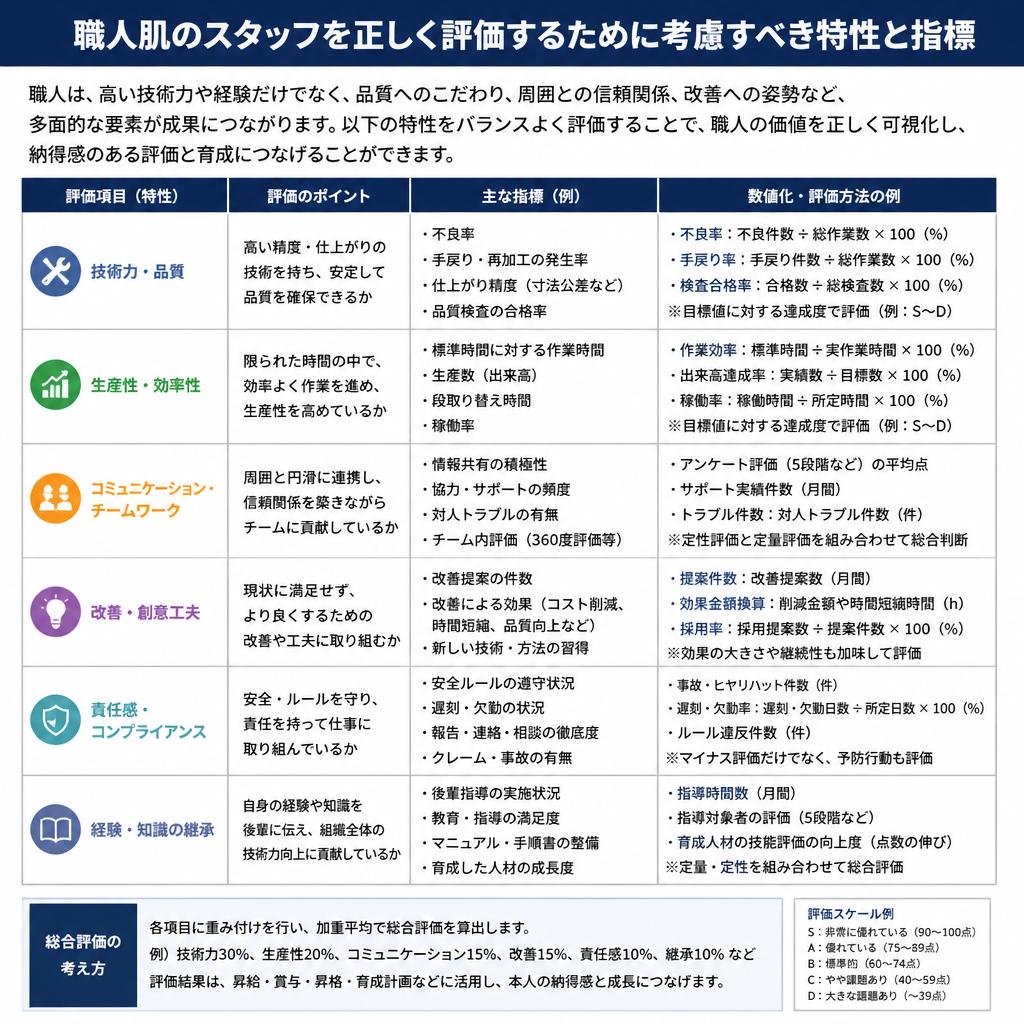 職人の特性を理解するための指標